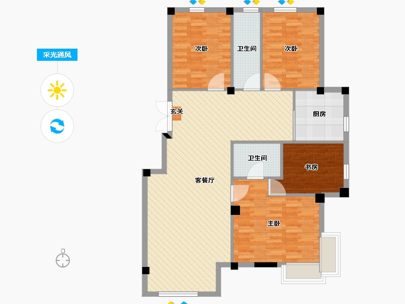 辽宁省-沈阳市-天玺-111.04-户型库-采光通风