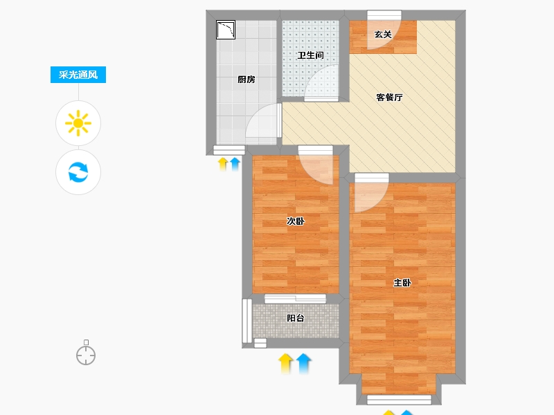 河北省-石家庄市-裕园-42.35-户型库-采光通风