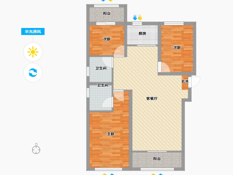 河北省-邢台市-雍和乐居-85.29-户型库-采光通风