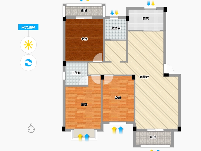 江西省-鹰潭市-上城翡翠-108.88-户型库-采光通风