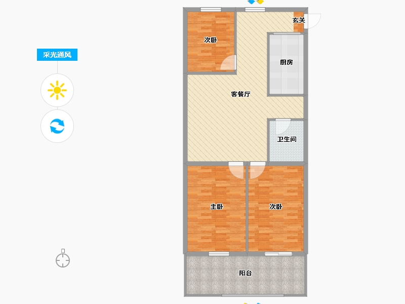 北京-北京市-老墙根街38号院-3号楼-99.05-户型库-采光通风