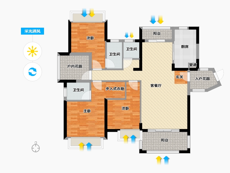 广东省-佛山市-鸿安御花园-109.19-户型库-采光通风