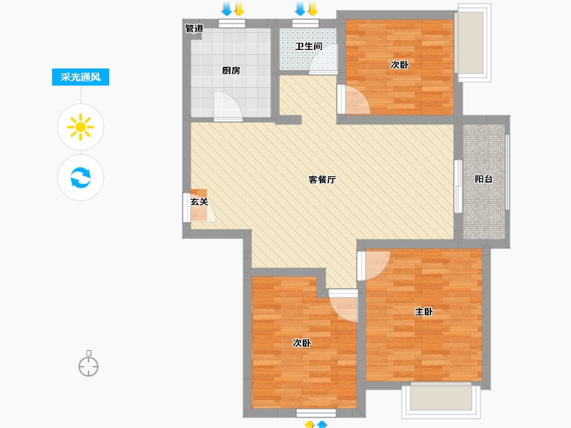 江苏省-南京市-威尼斯水城12街区-76.15-户型库-采光通风