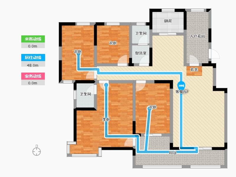 陕西省-咸阳市-田园新都市-145.80-户型库-动静线