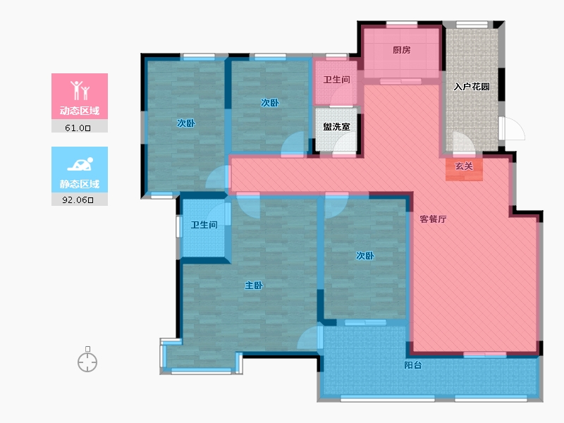 陕西省-咸阳市-田园新都市-145.80-户型库-动静分区