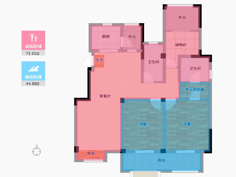 江苏省-苏州市-景山玫瑰园-102.42-户型库-动静分区