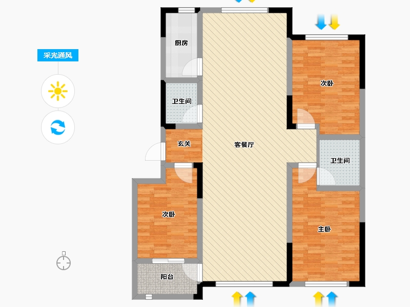 山东省-潍坊市-青云国际城-113.10-户型库-采光通风