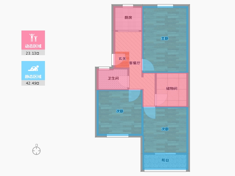 上海-上海市-开诚新村-57.93-户型库-动静分区