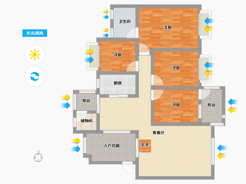 湖南省-郴州市-永兴建设小区-108.00-户型库-采光通风