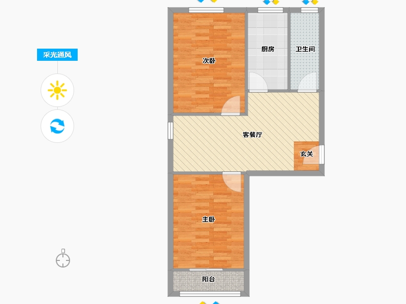 江西省-赣州市-蟠龙镇-64.40-户型库-采光通风