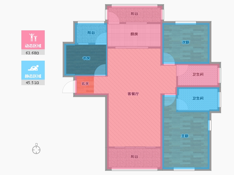 云南省-昆明市-金湖盛景-96.47-户型库-动静分区