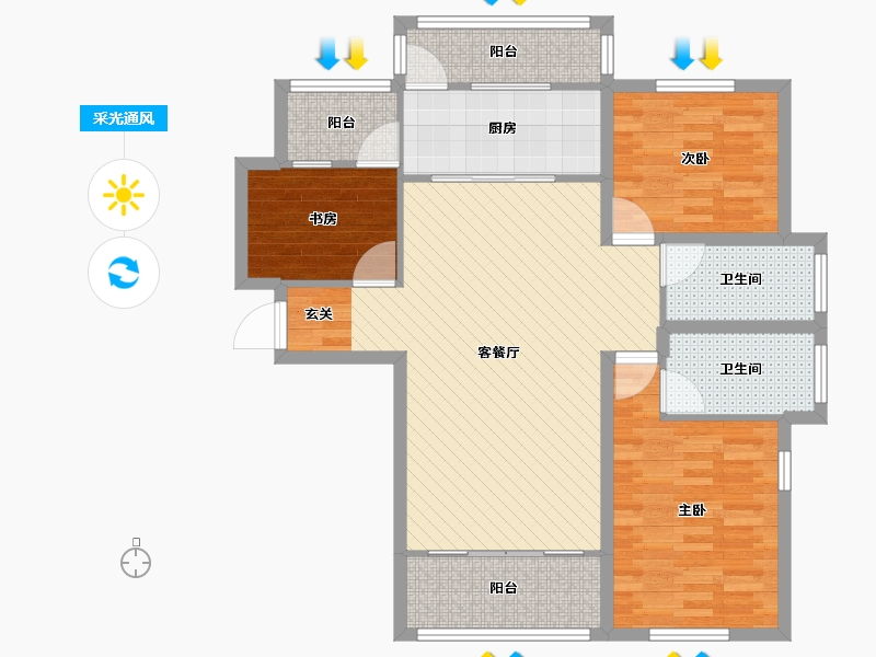 云南省-昆明市-金湖盛景-96.47-户型库-采光通风