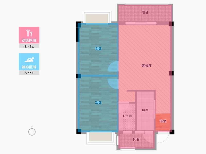 广西壮族自治区-南宁市-朝阳花园-68.53-户型库-动静分区