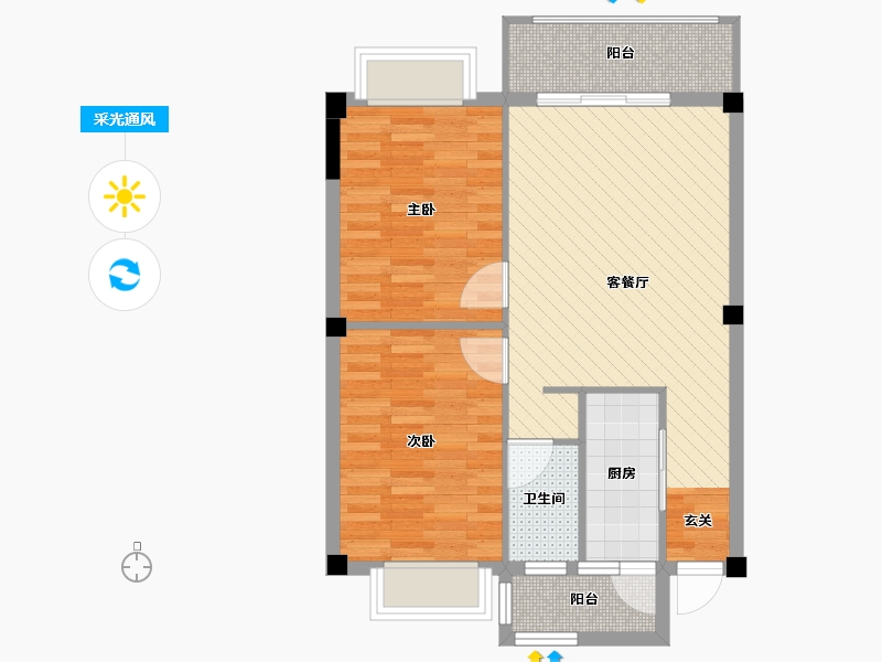 广西壮族自治区-南宁市-朝阳花园-68.53-户型库-采光通风