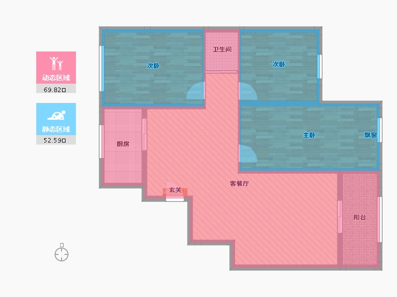 山东省-烟台市-新桥小区花园里8号-109.69-户型库-动静分区