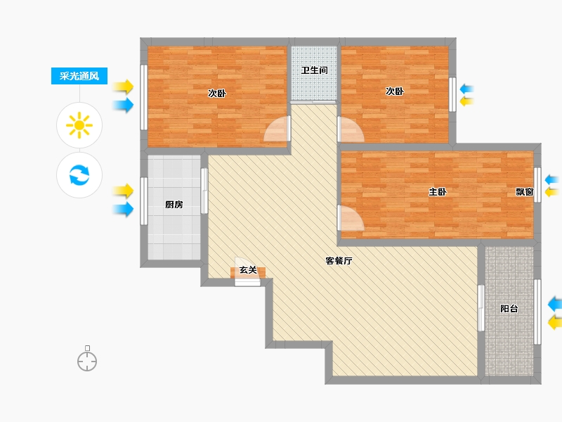 山东省-烟台市-新桥小区花园里8号-109.69-户型库-采光通风