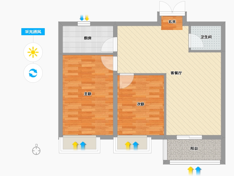 陕西省-西安市-文景观园-64.54-户型库-采光通风