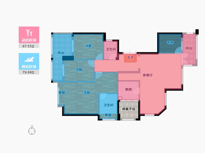 浙江省-温州市-置信铂金湾-136.95-户型库-动静分区