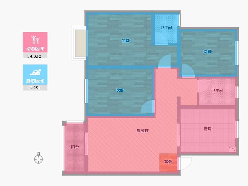 河南省-新乡市-辉县隆泰鑫隆名居-89.76-户型库-动静分区