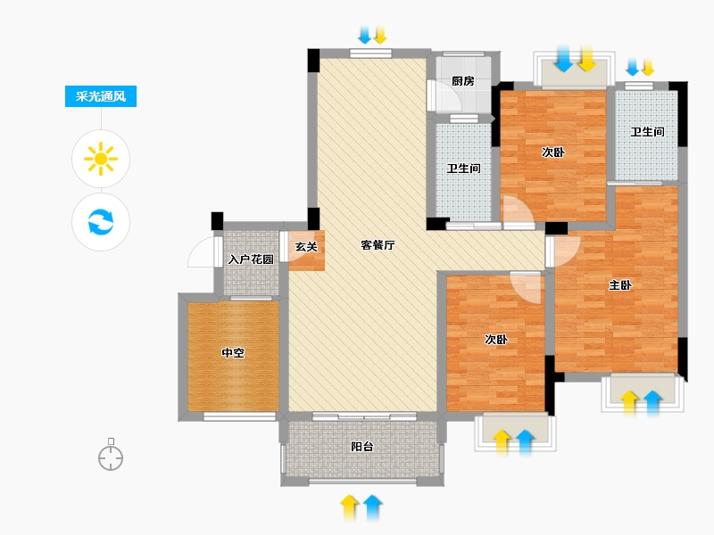 广东省-广州市-联发乾景-105.22-户型库-采光通风