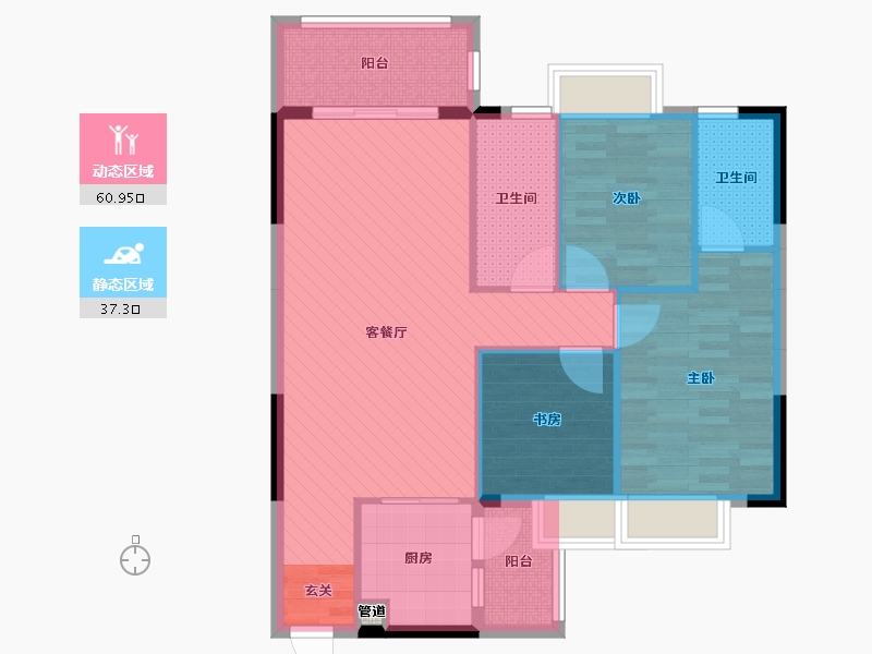 广西壮族自治区-梧州市-学府1号-87.75-户型库-动静分区