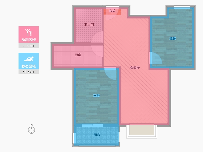 山西省-晋中市-枫林西邸小区-65.45-户型库-动静分区