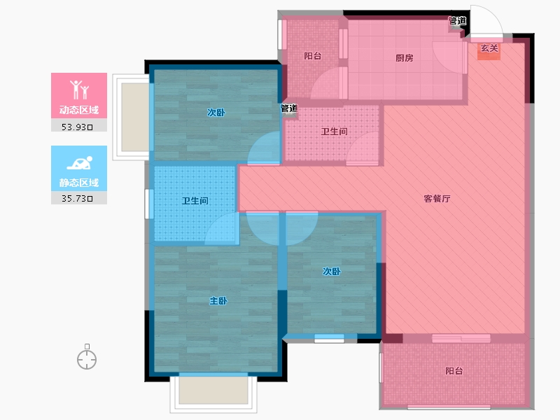 湖南省-长沙市-梅溪盛荟-79.01-户型库-动静分区