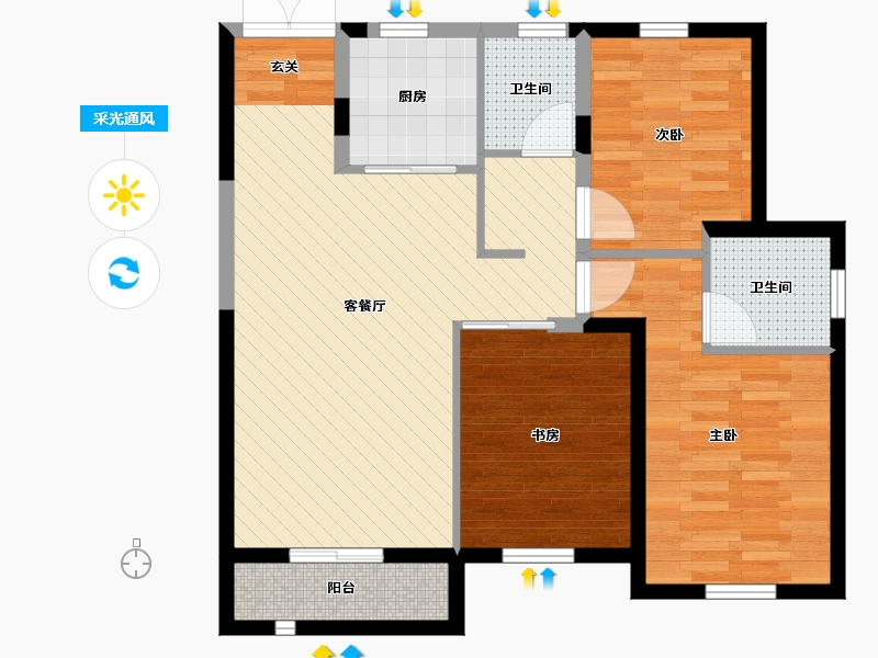 内蒙古自治区-呼和浩特市-永泰城3期御景(建设中)-79.01-户型库-采光通风