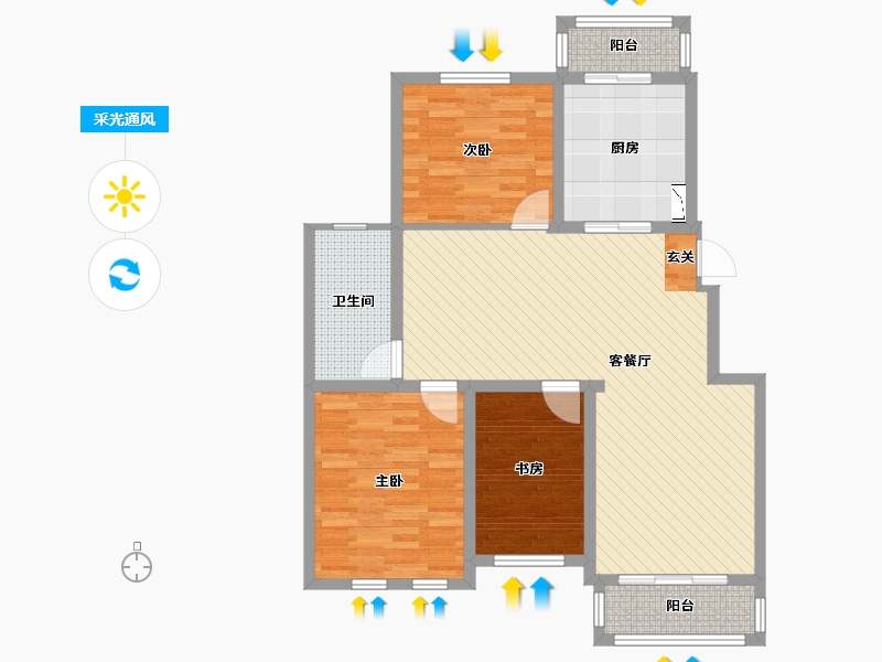 江苏省-南通市-万和家园-96.00-户型库-采光通风