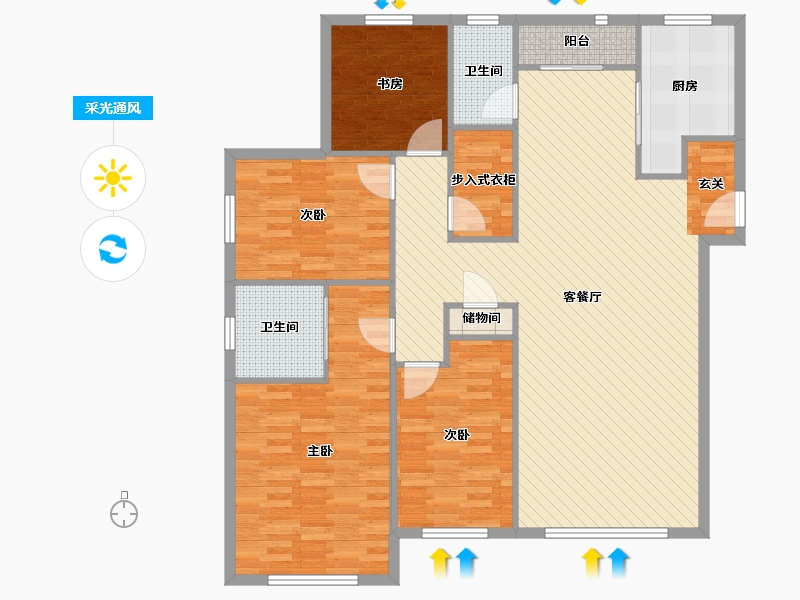 天津-天津市-滨河湾-135.00-户型库-采光通风