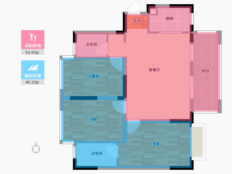 广西壮族自治区-南宁市-万科公园里-84.41-户型库-动静分区