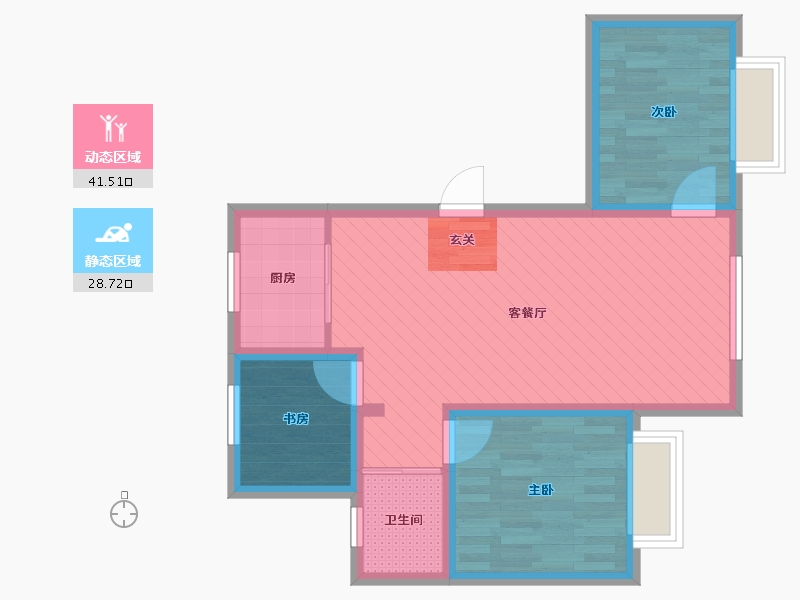 新疆维吾尔自治区-乌鲁木齐市-高铁明珠-61.36-户型库-动静分区