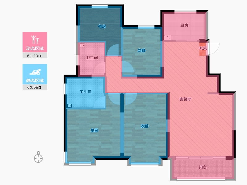 山东省-济南市-鲁能领秀公馆-107.10-户型库-动静分区