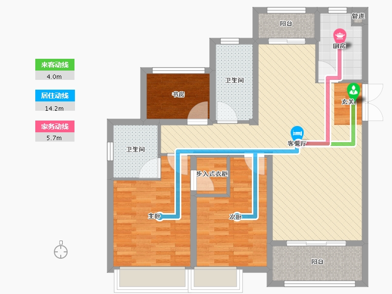 安徽省-合肥市-佳源巴黎都市-88.97-户型库-动静线