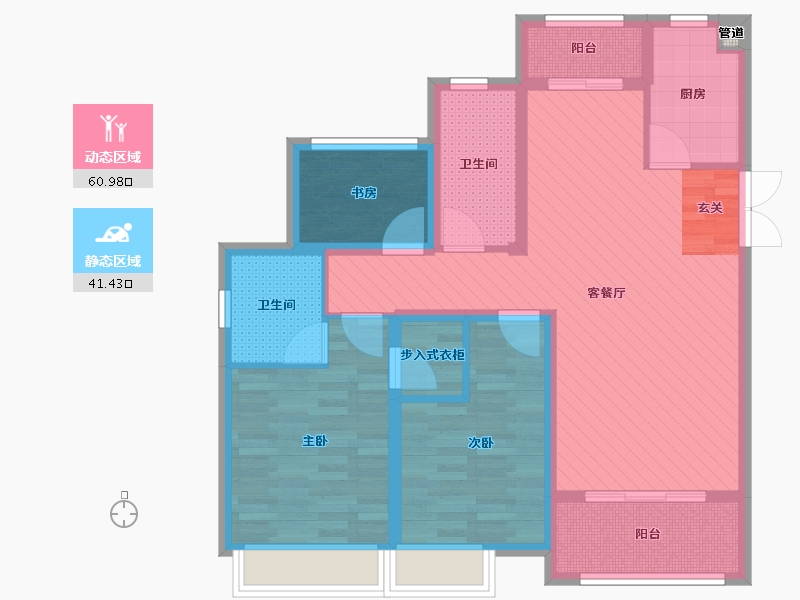 安徽省-合肥市-佳源巴黎都市-88.97-户型库-动静分区