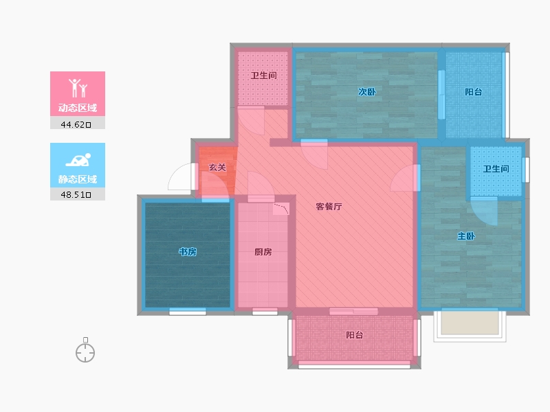 陕西省-西安市-咸宁中路49号-79.84-户型库-动静分区