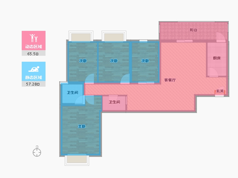 云南省-昆明市-水木清华-G1幢-108.58-户型库-动静分区