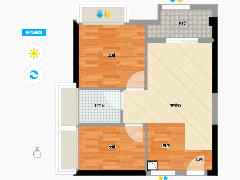 湖南省-常德市-滨江中心城-43.50-户型库-采光通风