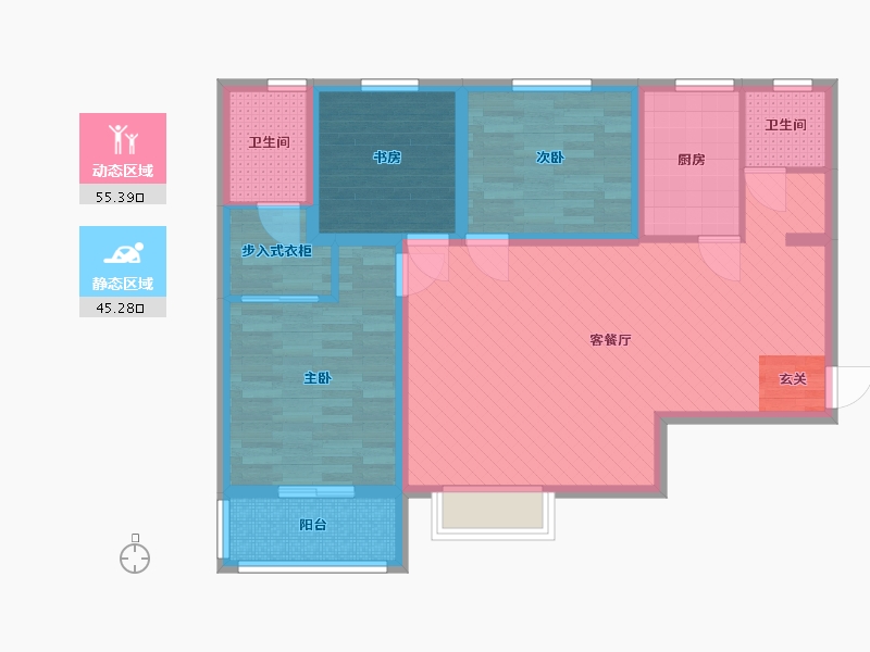 陕西省-西安市-巨威・大秦郡-88.26-户型库-动静分区