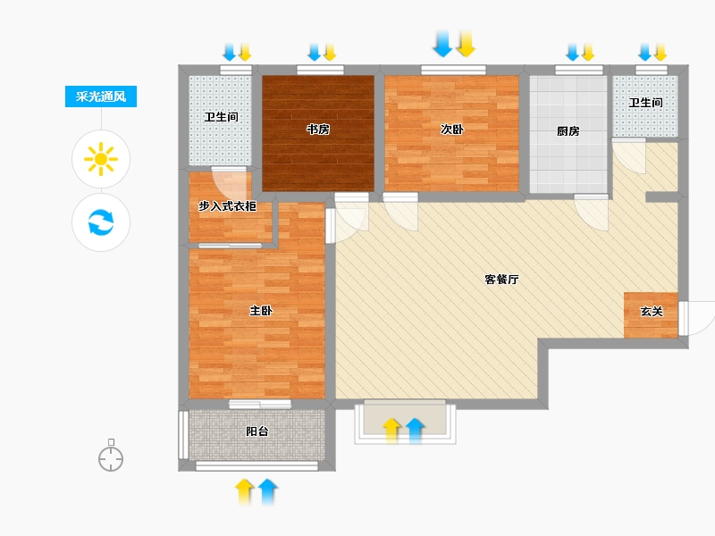 陕西省-西安市-巨威・大秦郡-88.26-户型库-采光通风