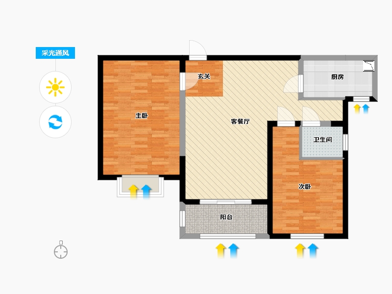 河北省-石家庄市-星凯国际-83.25-户型库-采光通风