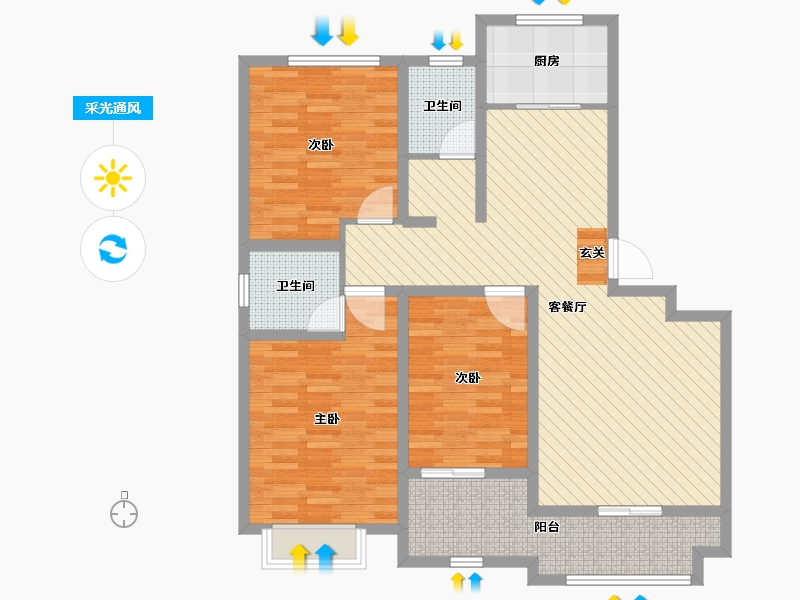 山东省-济南市-鹅庄社区-108.00-户型库-采光通风