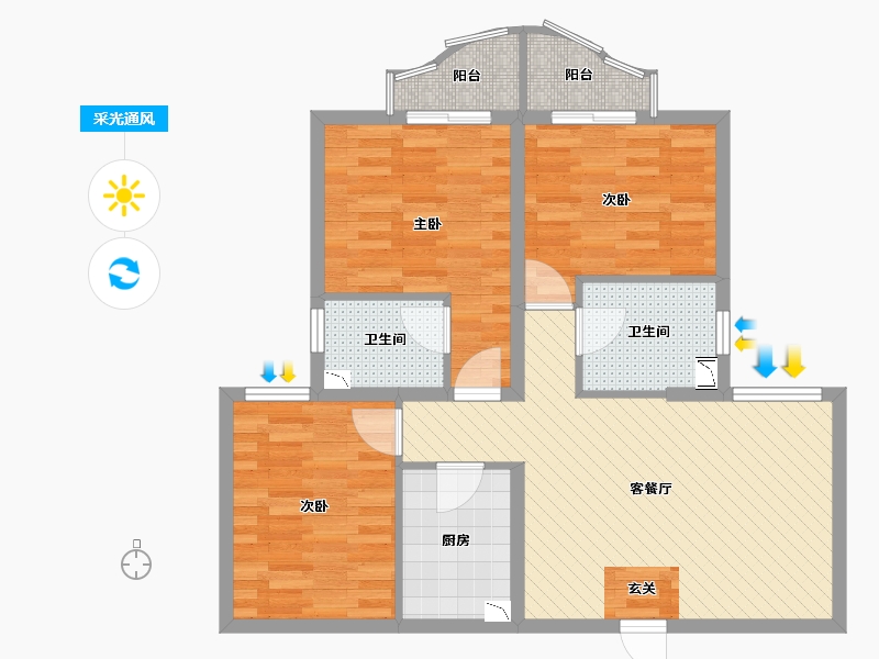 山西省-晋城市-汇邦现代城-79.16-户型库-采光通风