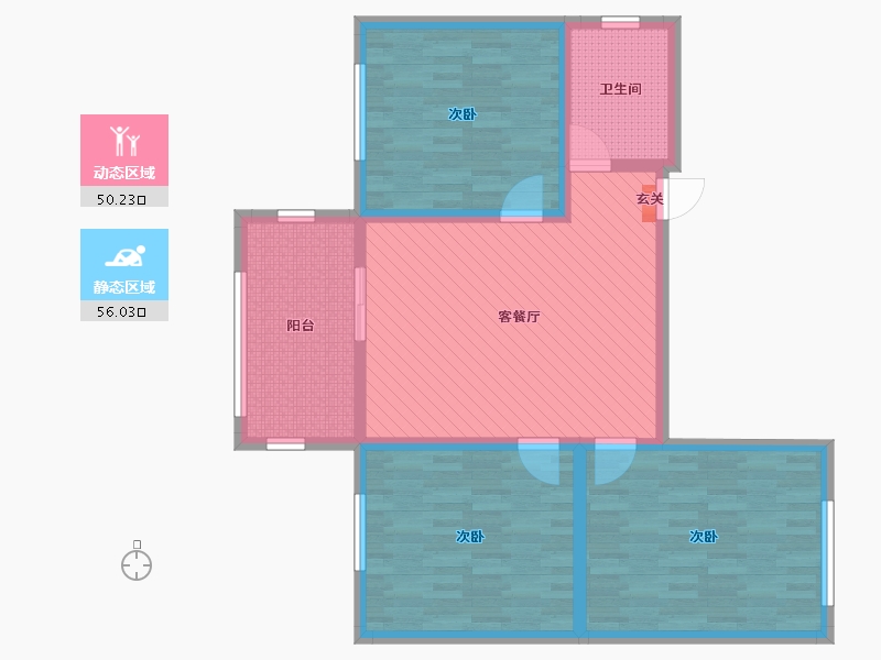 湖南省-衡阳市-衡阳县板市乡-94.50-户型库-动静分区