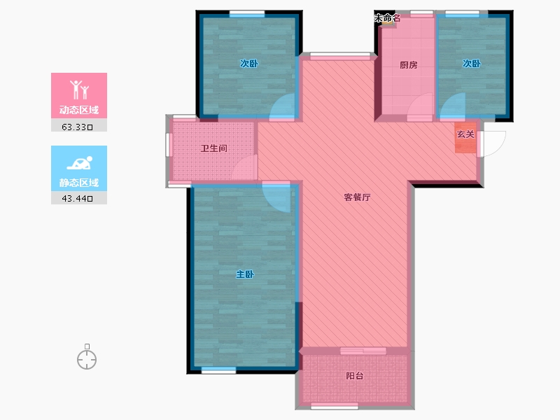 江苏省-连云港市-辉腾新天地-94.40-户型库-动静分区