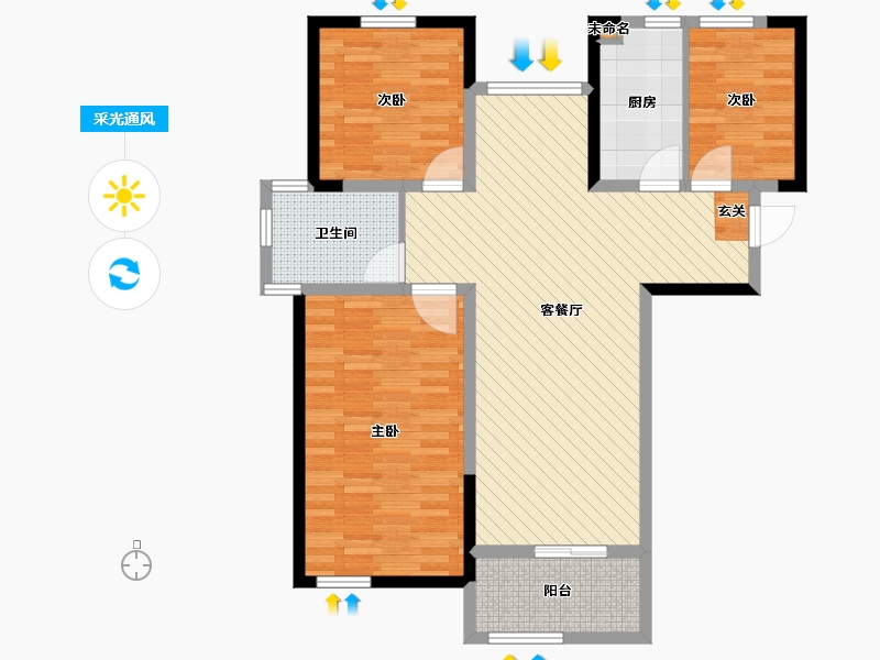 江苏省-连云港市-辉腾新天地-94.40-户型库-采光通风