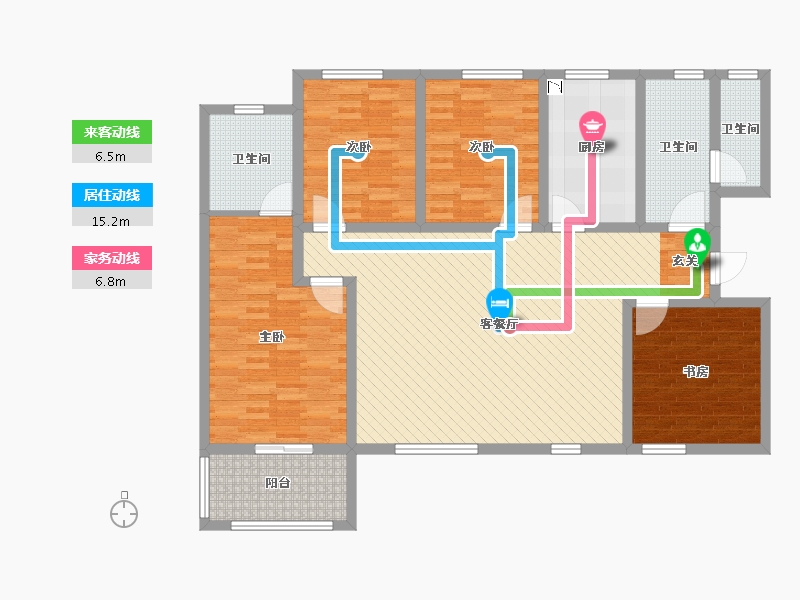 陕西省-西安市-尚城公馆-131.00-户型库-动静线