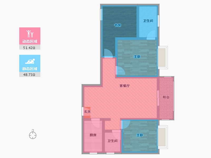 贵州省-贵阳市-花果园-1期-86.82-户型库-动静分区