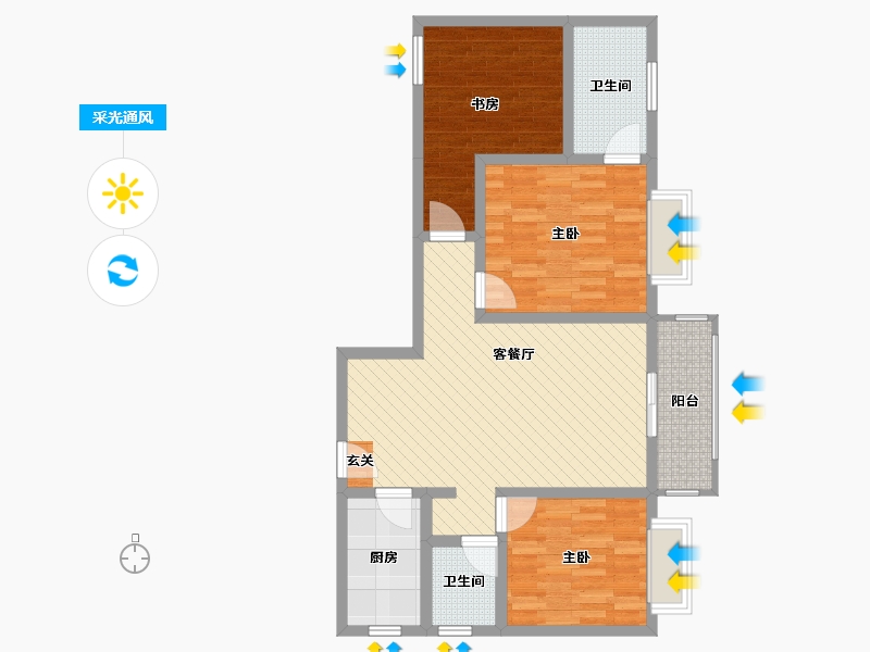 贵州省-贵阳市-花果园-1期-86.82-户型库-采光通风