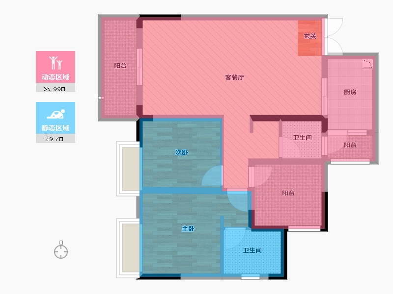 重庆-重庆市-鸥鹏泊雅湾-82.80-户型库-动静分区